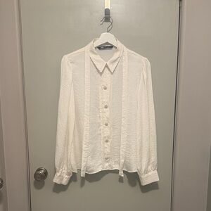 Zara Cream Textured Blouse